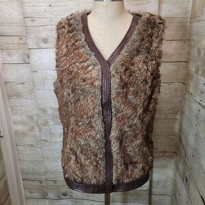 Faux Fur Vest with Brown And Grey Accents